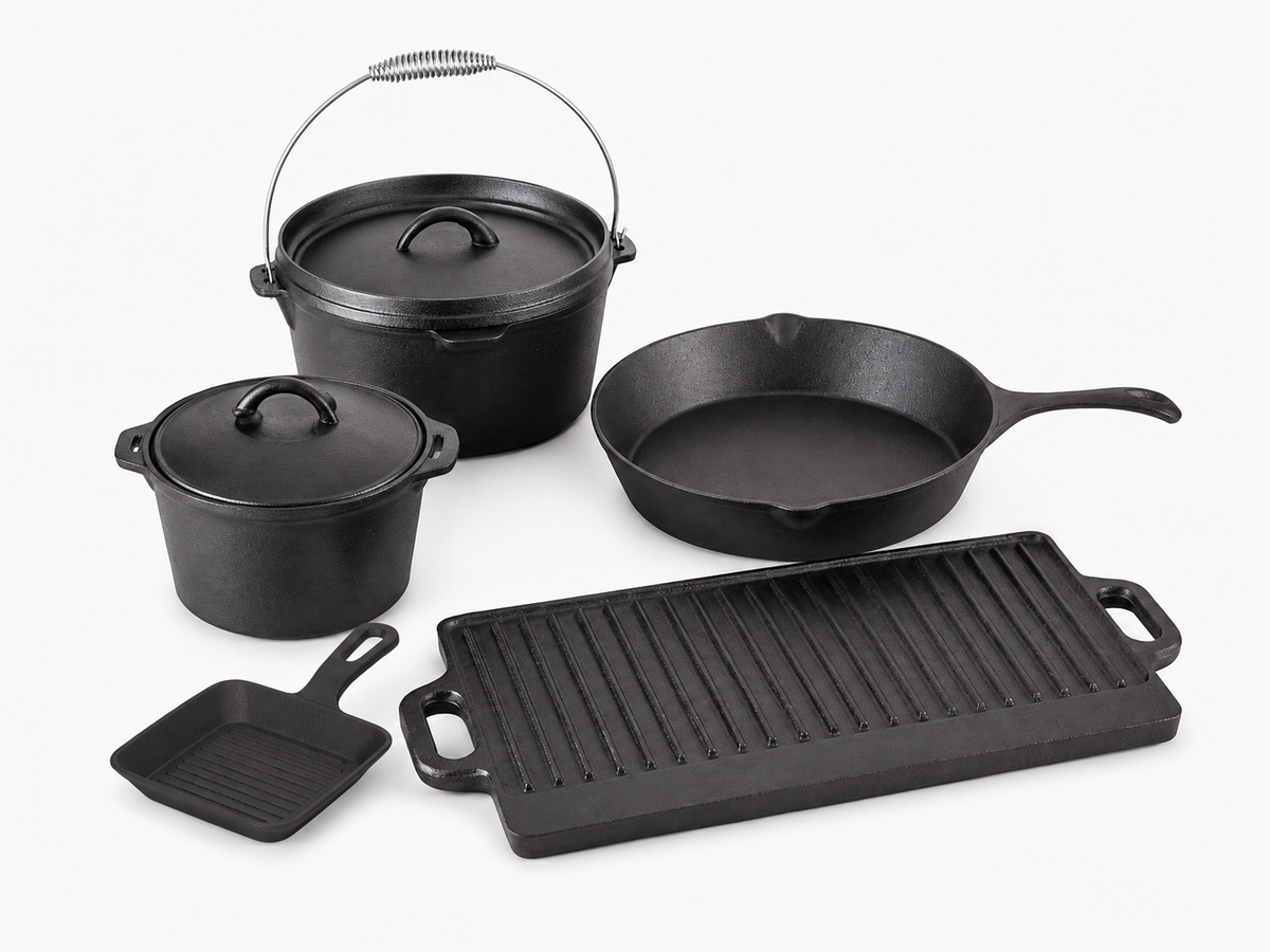 8-Piece Cast Iron Camping Cookware Set