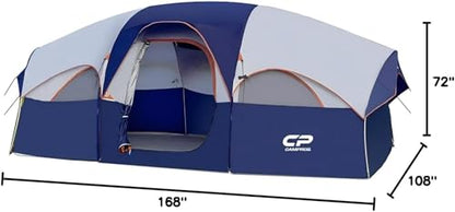 8-Person Weather-Resistant Camping Tent with Divider