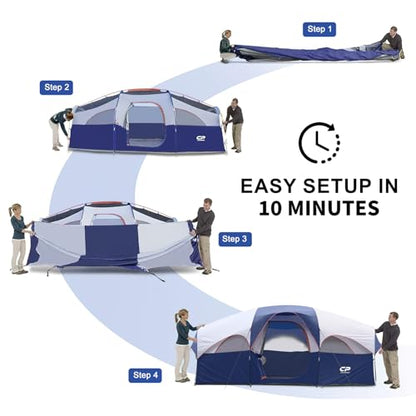 8-Person Weather-Resistant Camping Tent with Divider