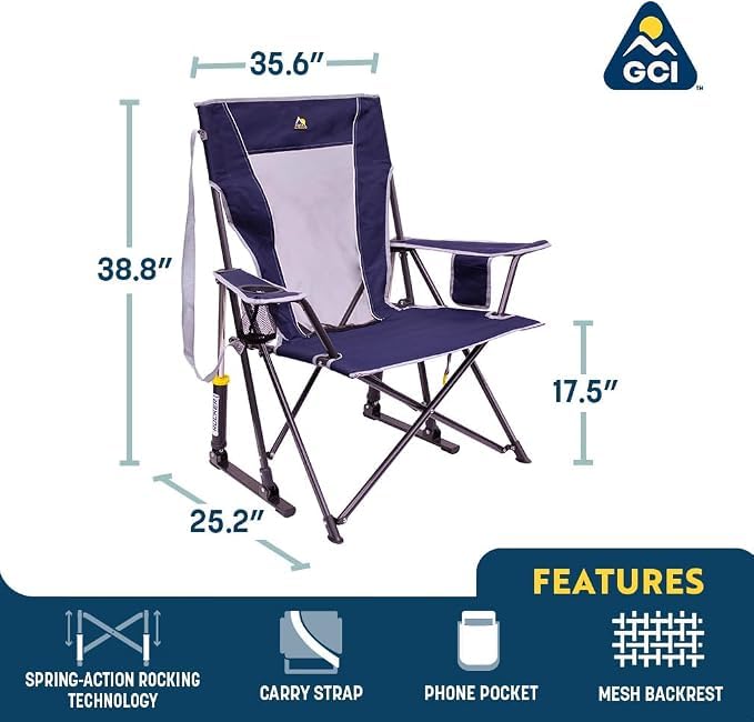 Portable Outdoor Rocking Chair with High Backrest