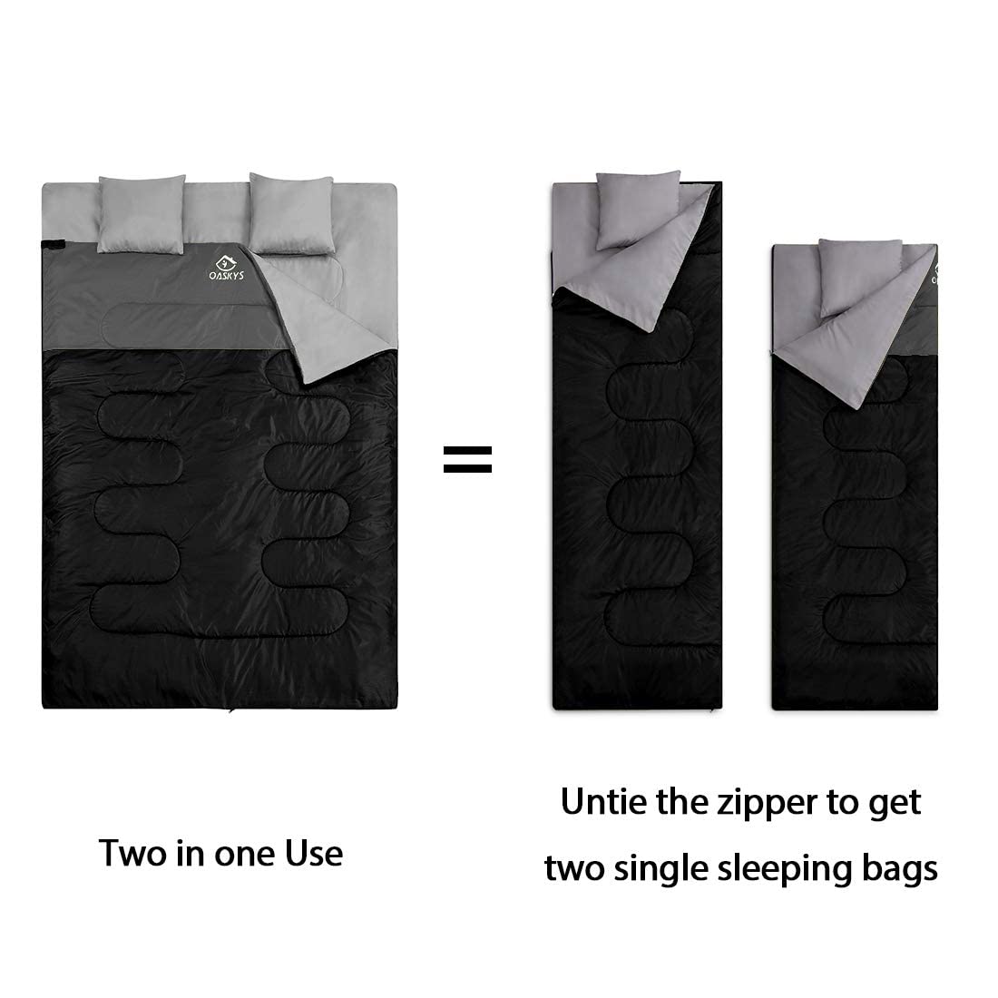 Queen Size Double Sleeping Bag with Two Pillows