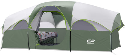8-Person Weather-Resistant Camping Tent with Divider