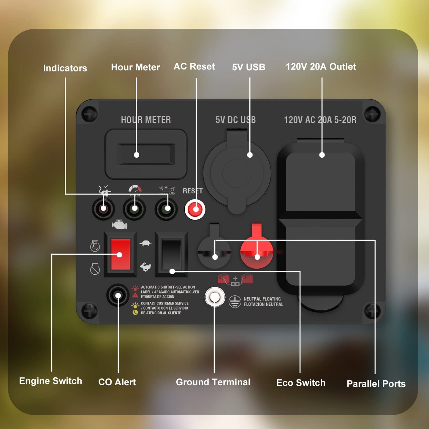 Portable Gas Generator with Carbon Monoxide Sensor