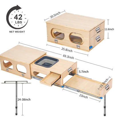 Wooden Slide-Out Camping Kitchen with Drawer