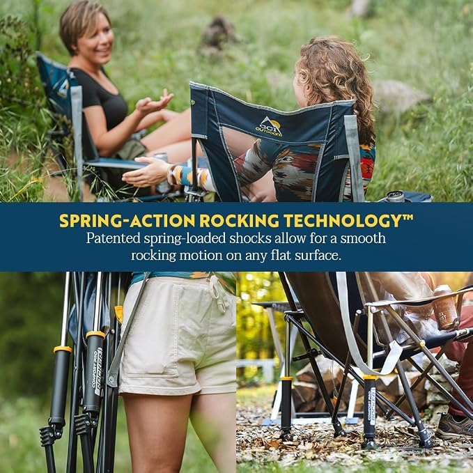 Portable Outdoor Rocking Chair with High Backrest