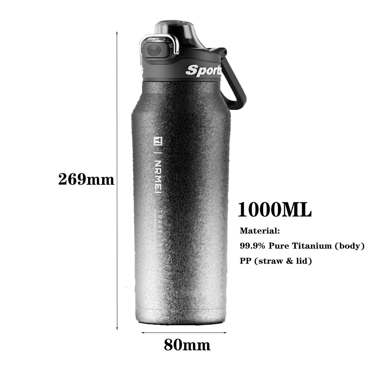 Pure Titanium Insulated Water Bottle 32oz / 1000ml