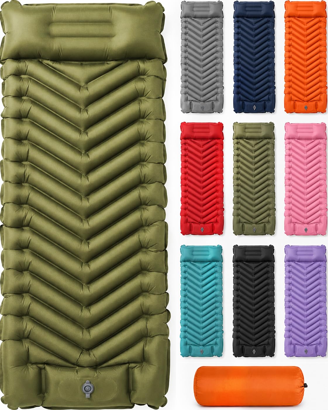 Ultralight Inflatable Sleeping Pad with Built-In Foot Pump
