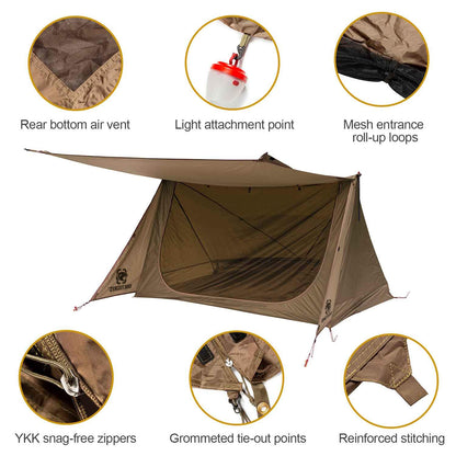 Ultralight Bushcraft Shelter Tent with Front Porch