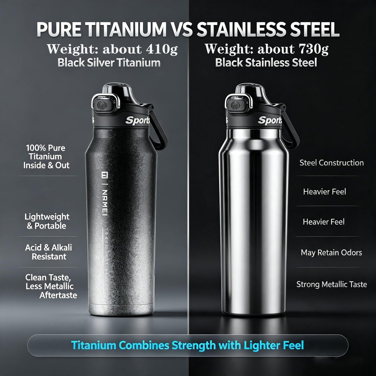 Pure Titanium Insulated Water Bottle 32oz / 1000ml