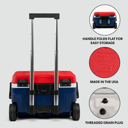Insulated Hard Shell Rolling Cooler for Outdoor Use