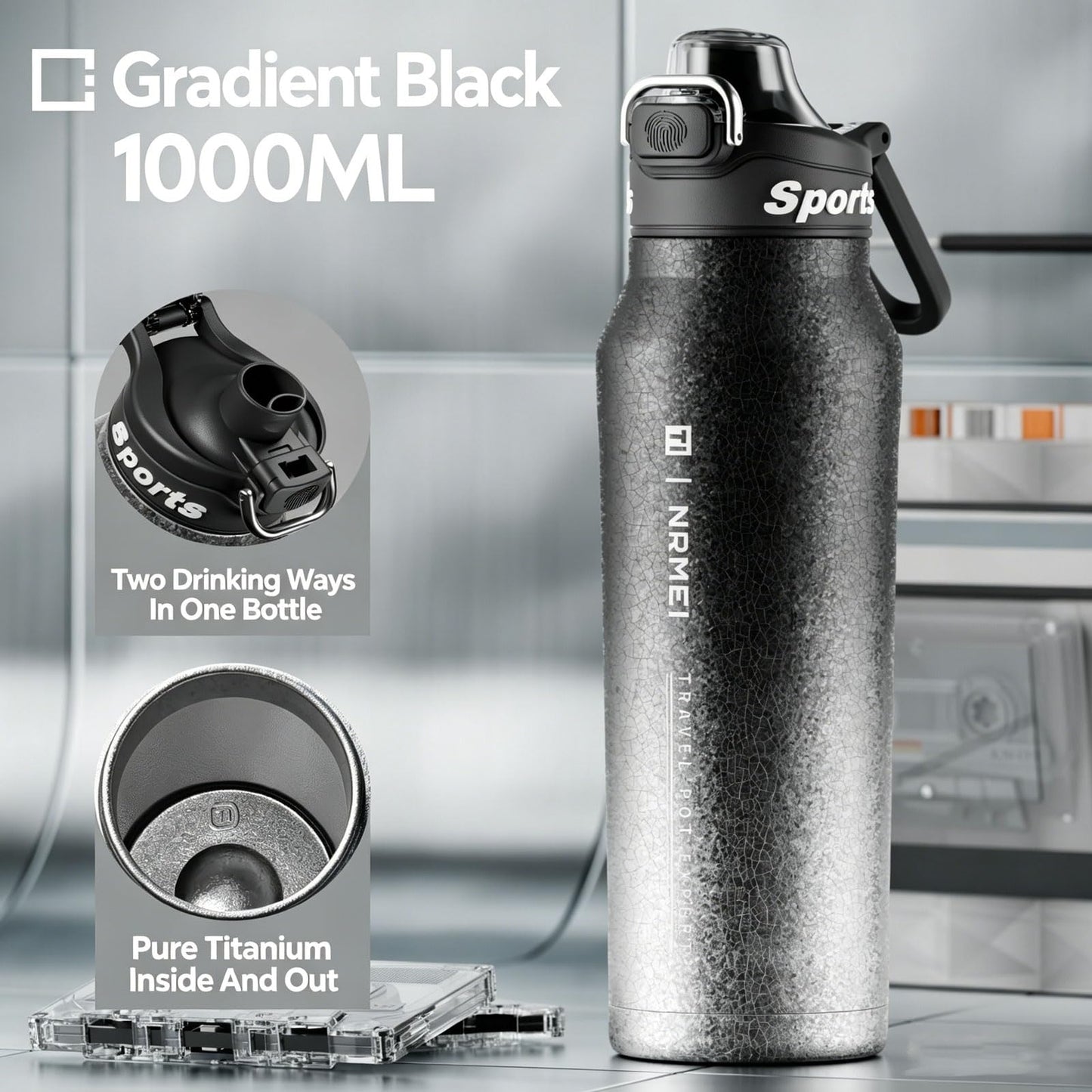 Pure Titanium Insulated Water Bottle 32oz / 1000ml