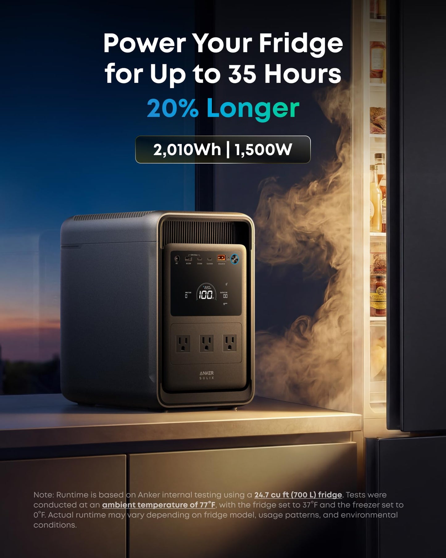 2000Wh Portable Power Station with LFP Battery