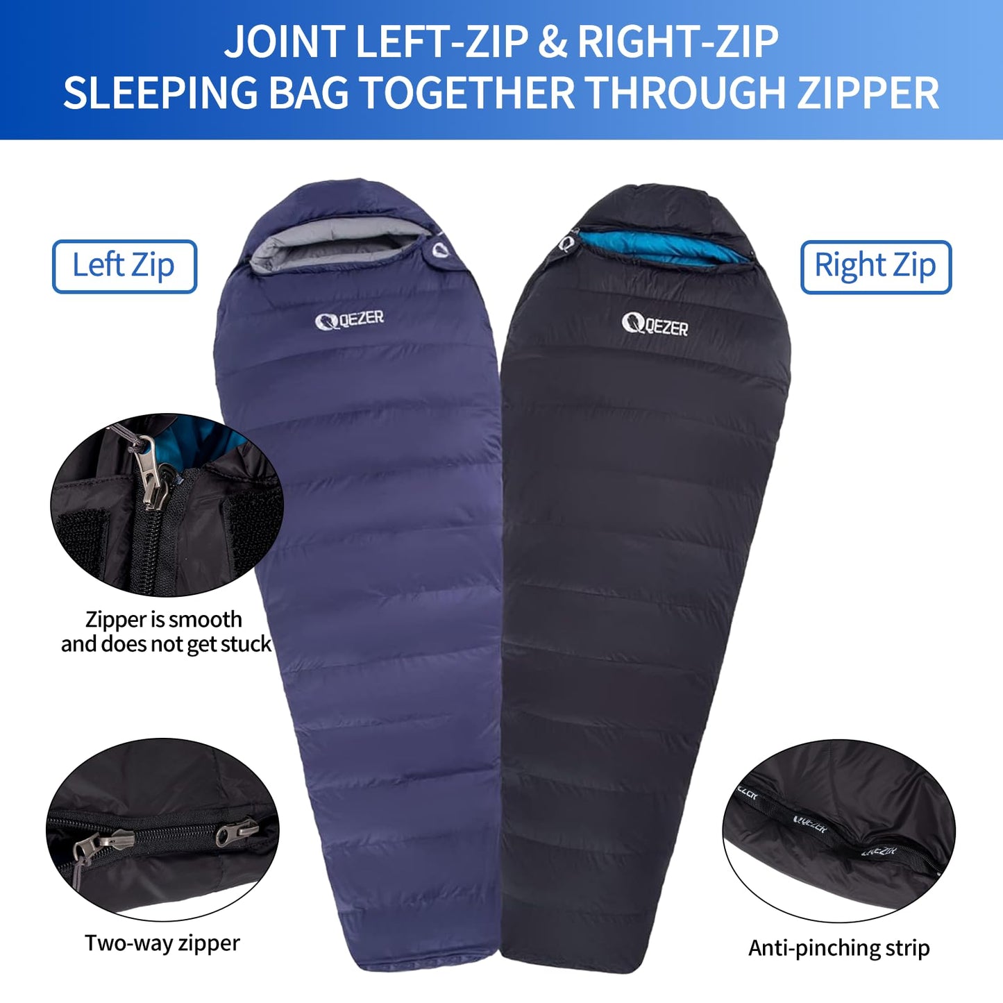 600 Fill Power Down Mummy Sleeping Bag for Backpacking