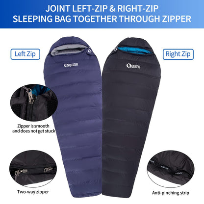600 Fill Power Down Mummy Sleeping Bag for Backpacking