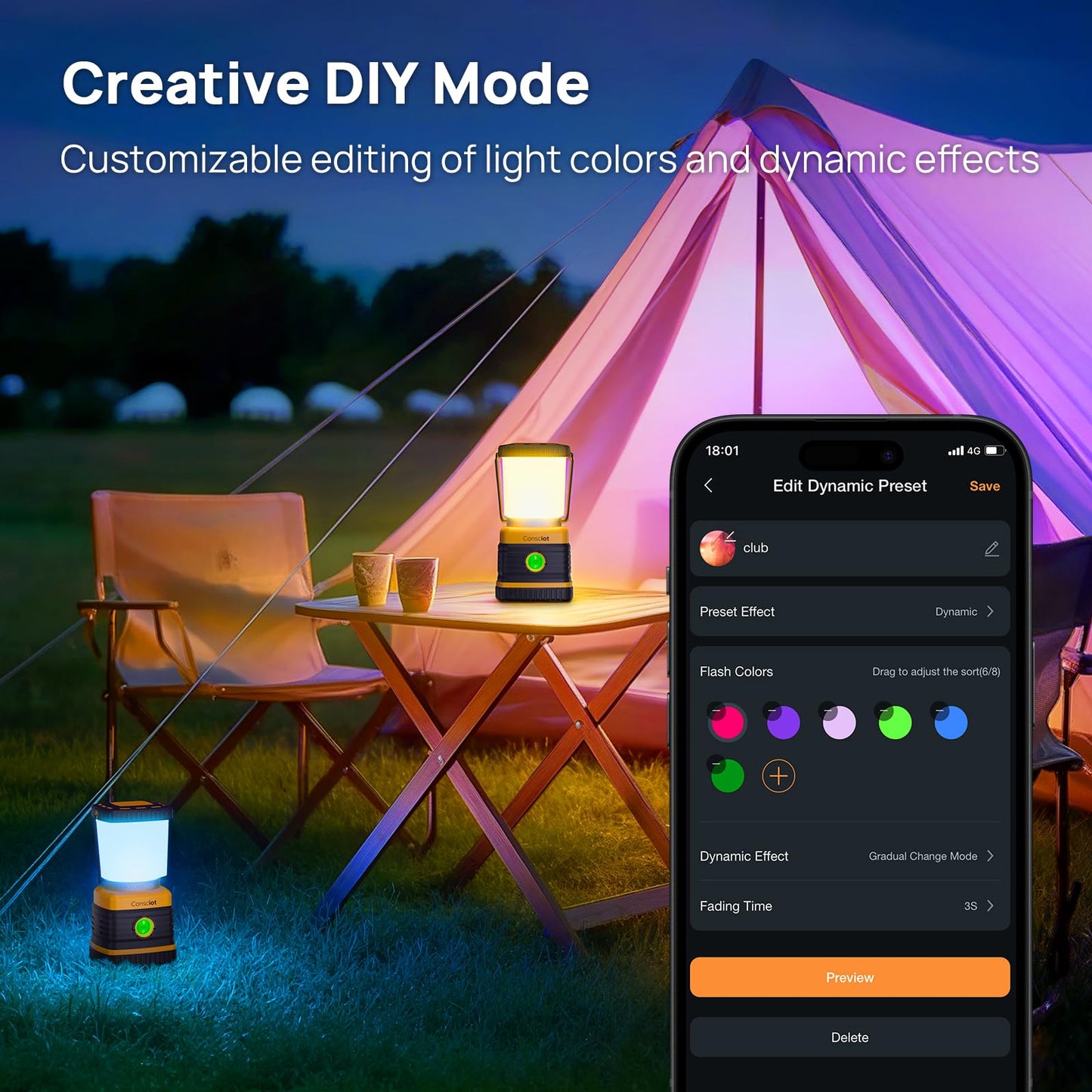 Consciot 1000LM Battery Powered LED Camping Lantern
