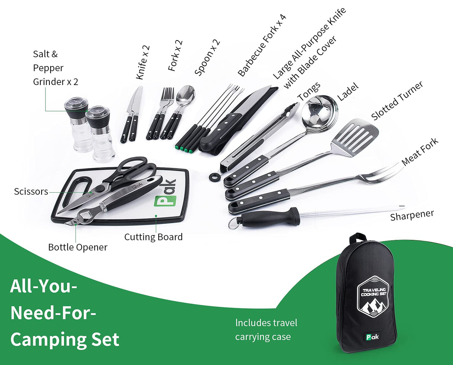 Portable Camping Cookware & Kitchen Utensil Set