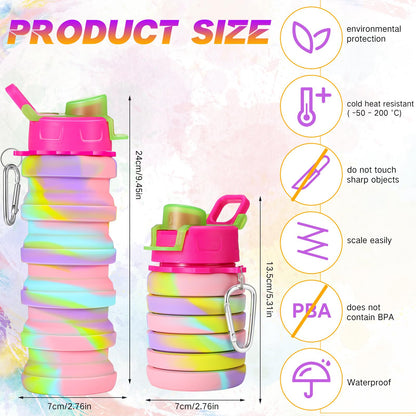 Sunnyray Collapsible Water Bottles Bulk 17oz with Clip