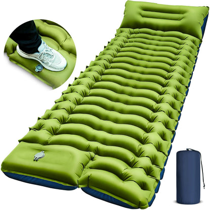 Ultralight Inflatable Sleeping Pad with Pillow & Foot Pump
