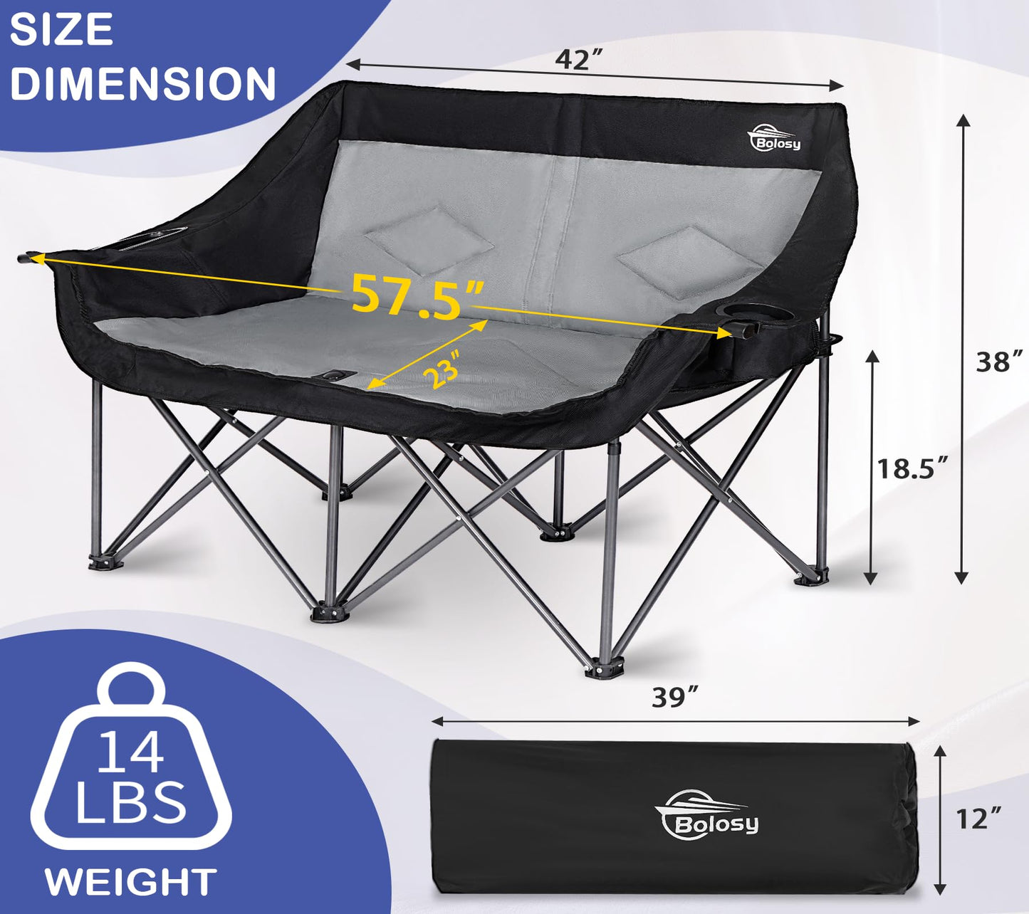 Bolosy Double Camping Chair Camping Loveseat