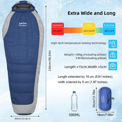 Ultralight Down Sleeping Bag with Pillow for Camping