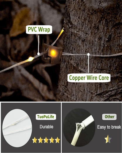 Solar Rechargeable Camping String Lights with 8 Modes