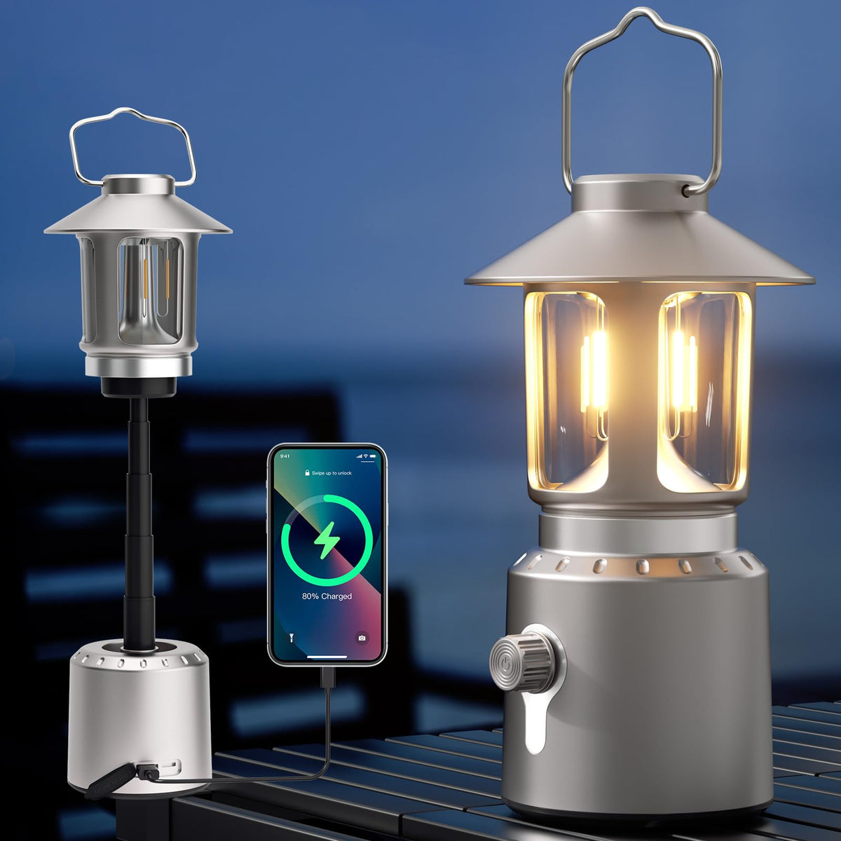 Rechargeable Telescopic Camping Lantern for Outdoor Use