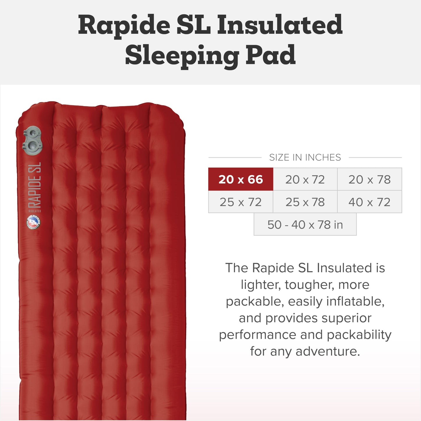 Big Agnes Rapide Super Light Insulated Sleeping Pad