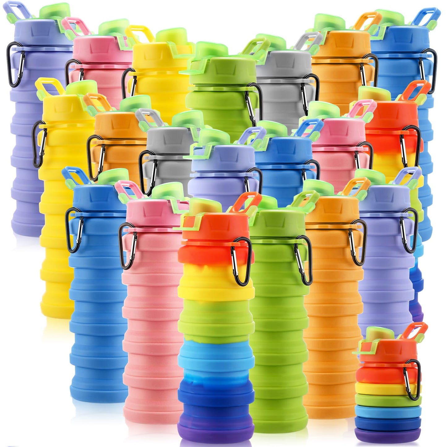 Sunnyray Collapsible Water Bottles Bulk 17oz with Clip
