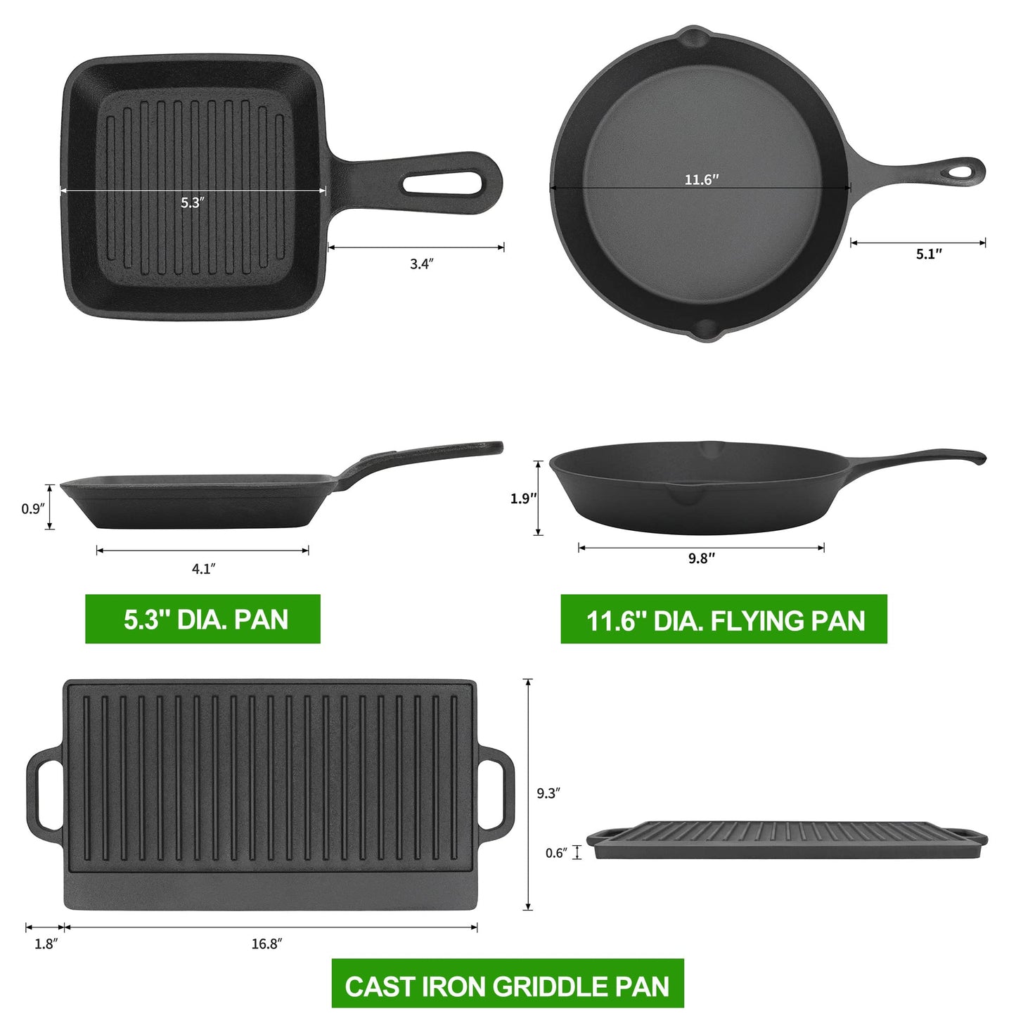 8-Piece Cast Iron Camping Cookware Set