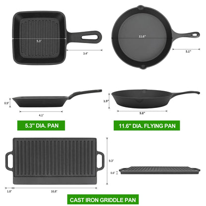 8-Piece Cast Iron Camping Cookware Set