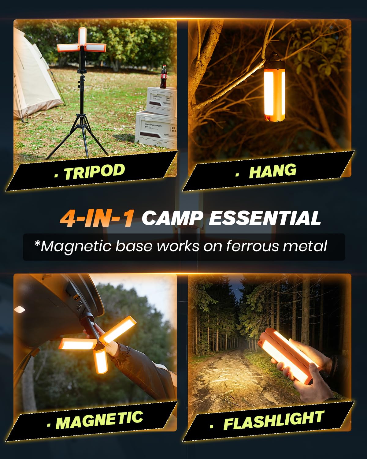 2000 Lumen Rechargeable Camping Lantern with Stand