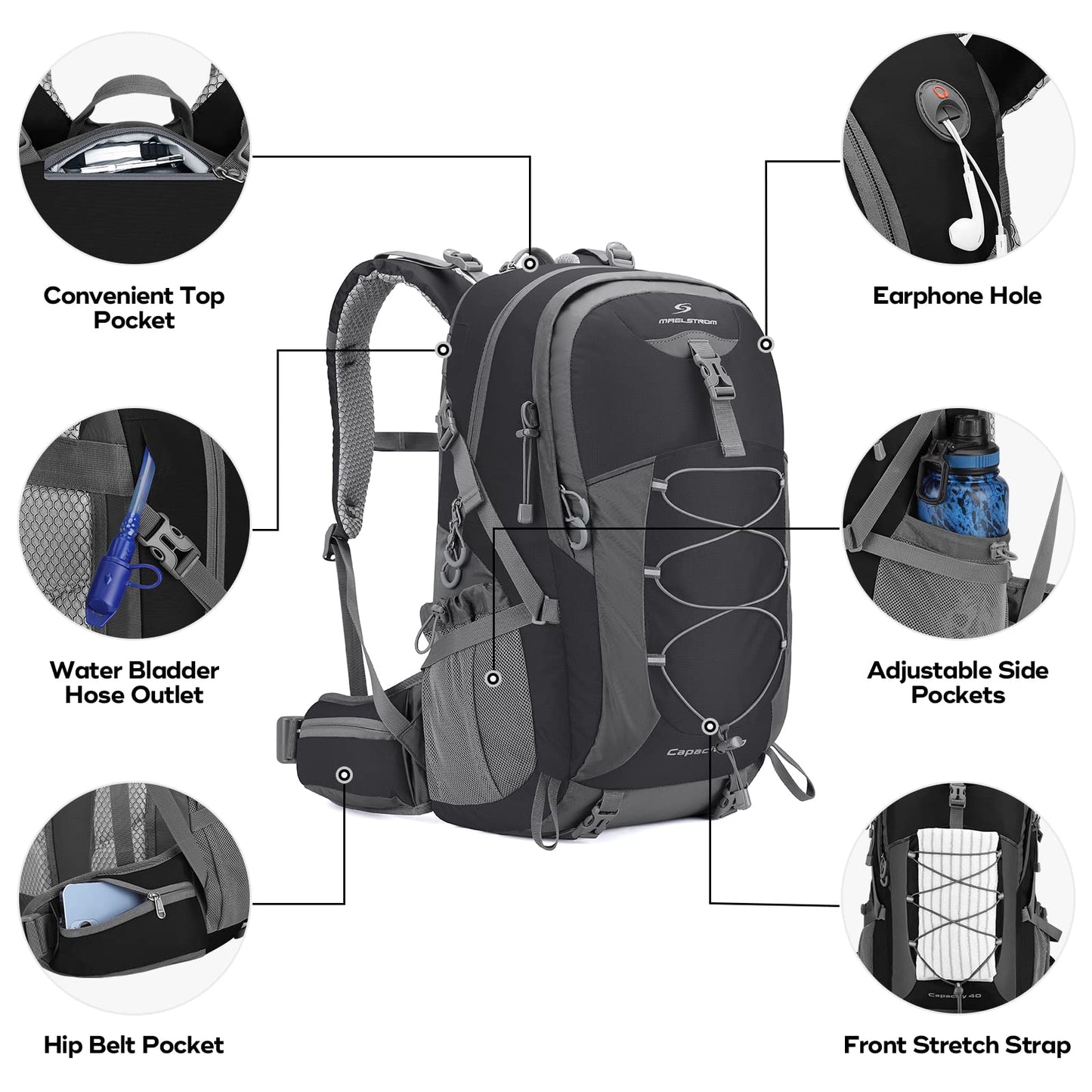 Waterproof Hiking Backpack with Rain Cover