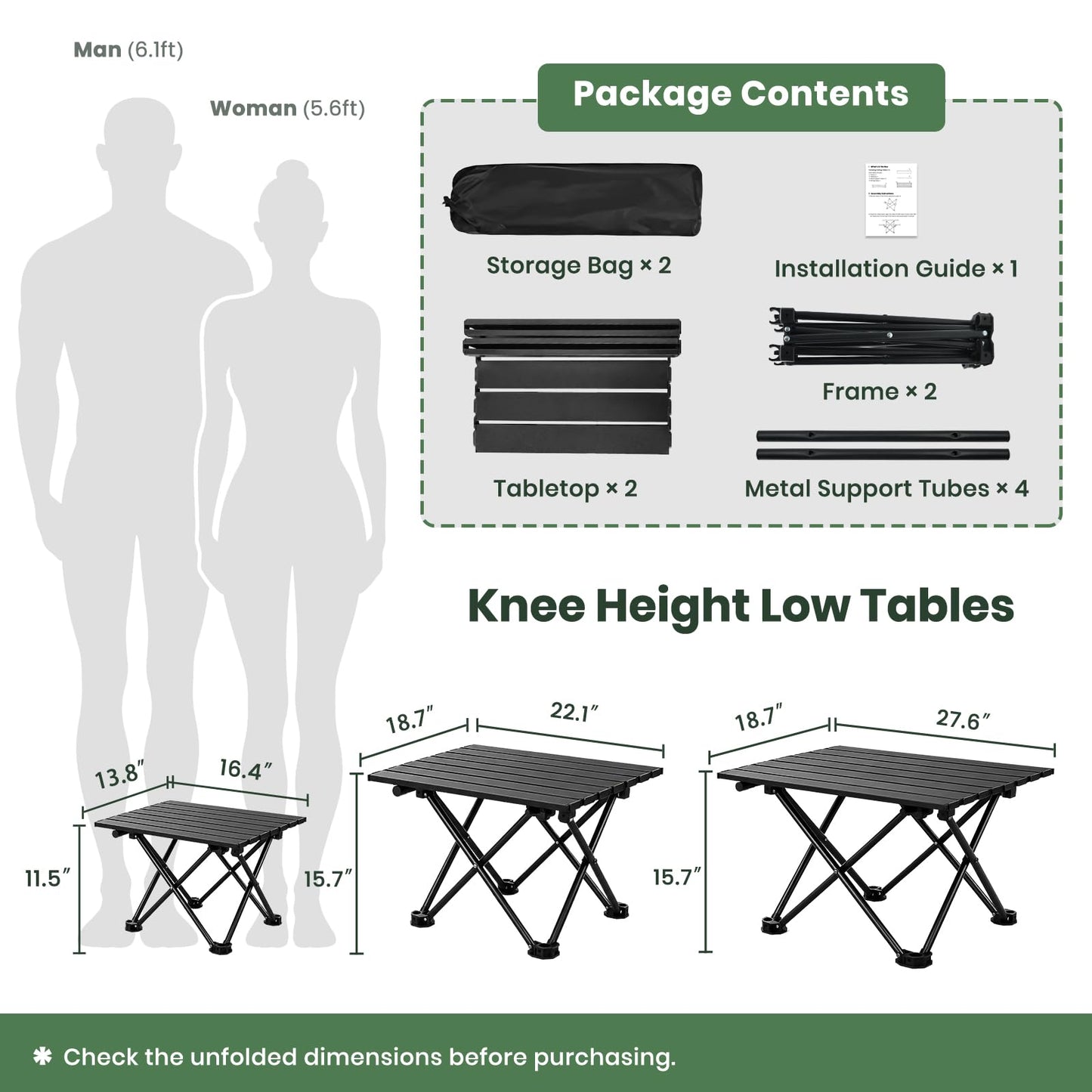 2-Pack Portable Folding Camping & Beach Tables