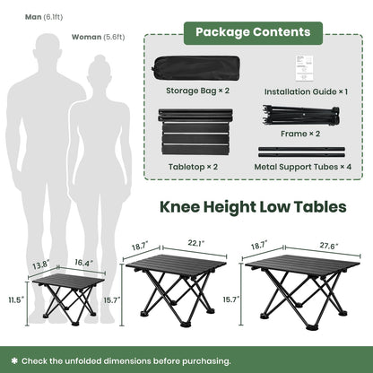 2-Pack Portable Folding Camping & Beach Tables
