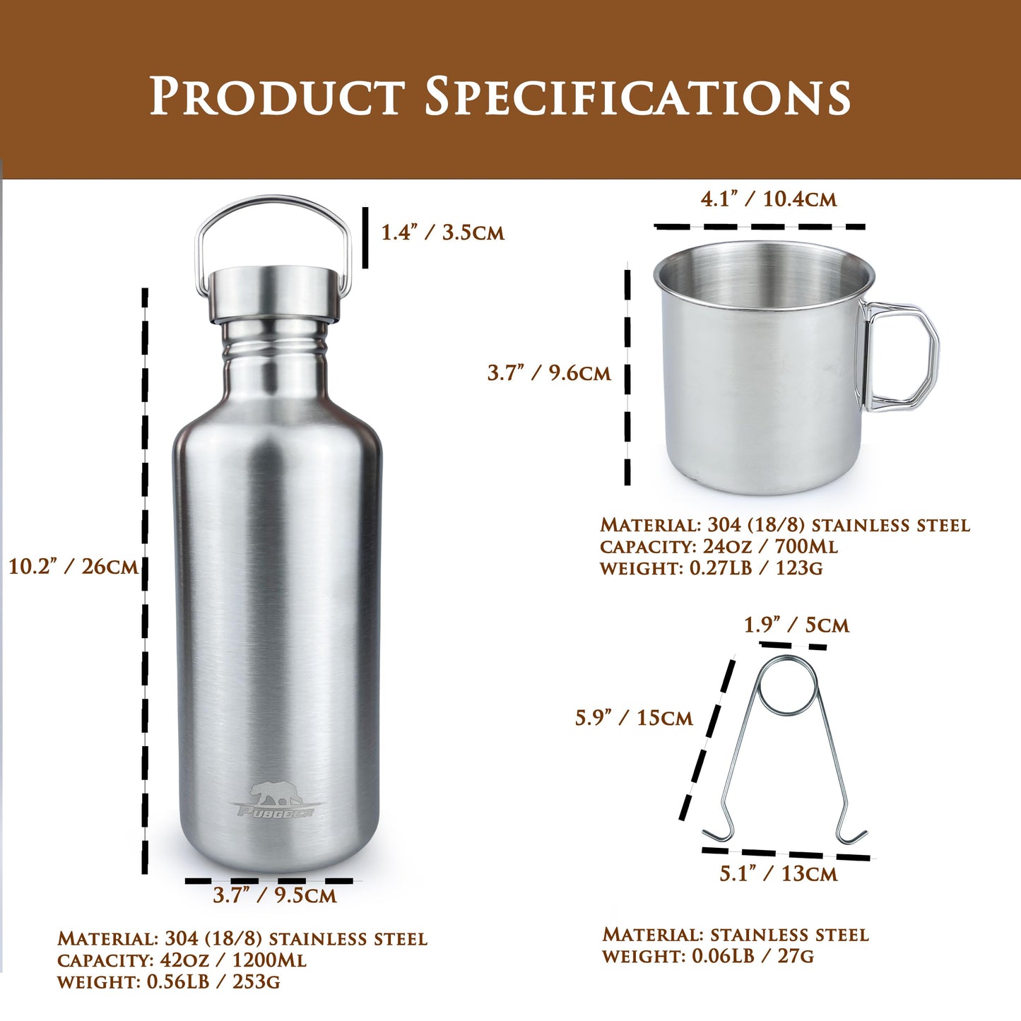 Stainless Steel Canteen with Nesting Camping Cup