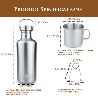 Stainless Steel Canteen with Nesting Camping Cup