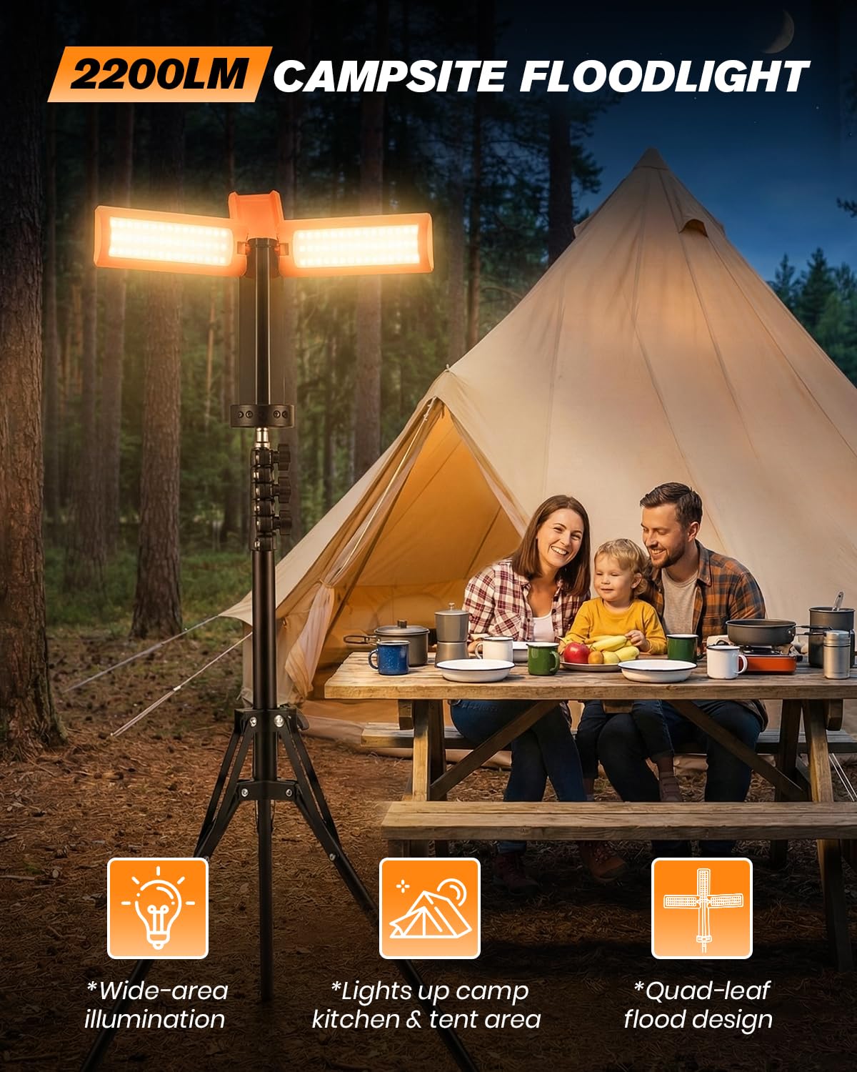 2000 Lumen Rechargeable Camping Lantern with Stand