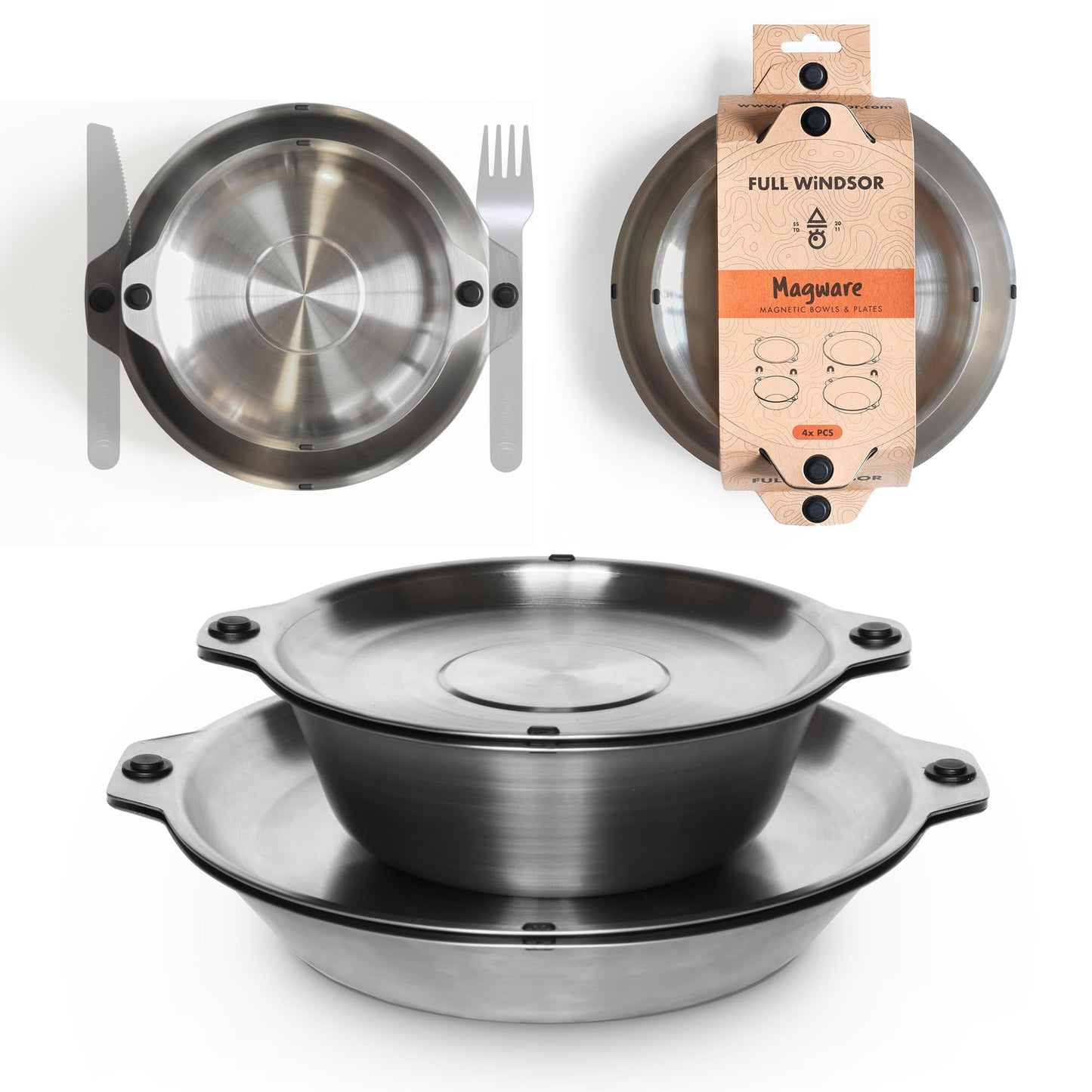 Magnetic Stainless Steel Camping Dinnerware Set