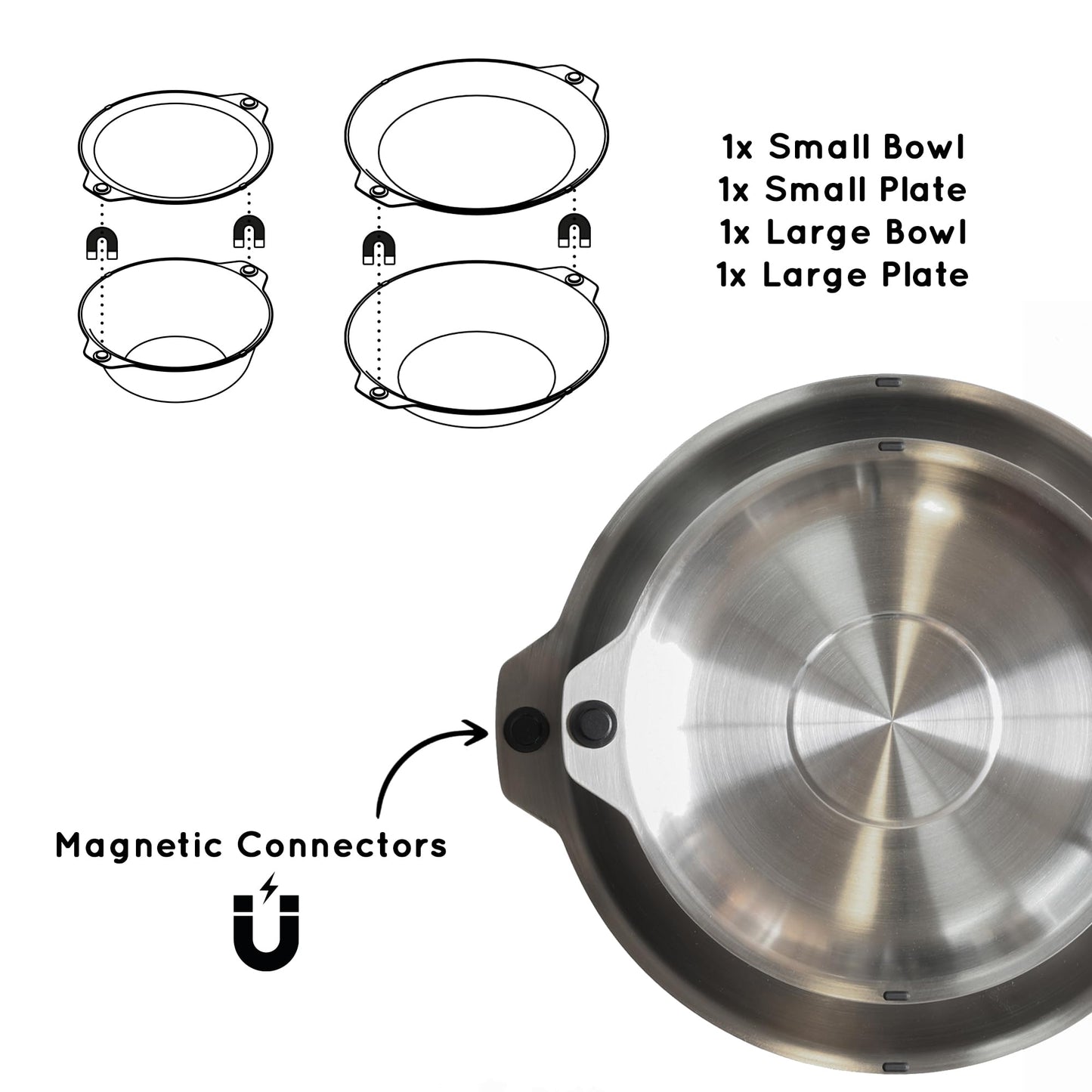Magnetic Stainless Steel Camping Dinnerware Set