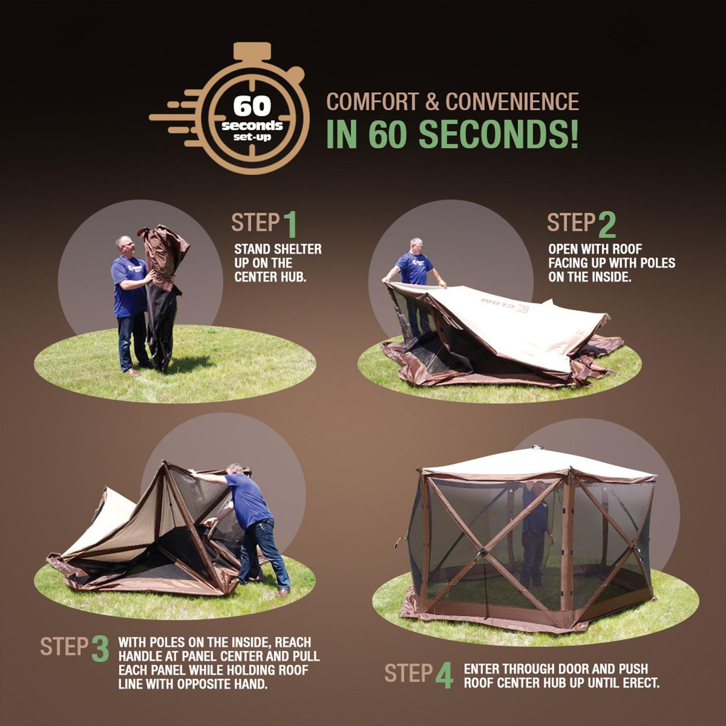 12.5 ft Pop-Up Screen Tent & Outdoor Gazebo