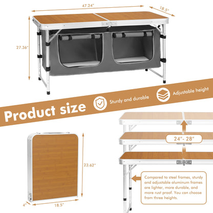 Adjustable Aluminum Folding Camping Table