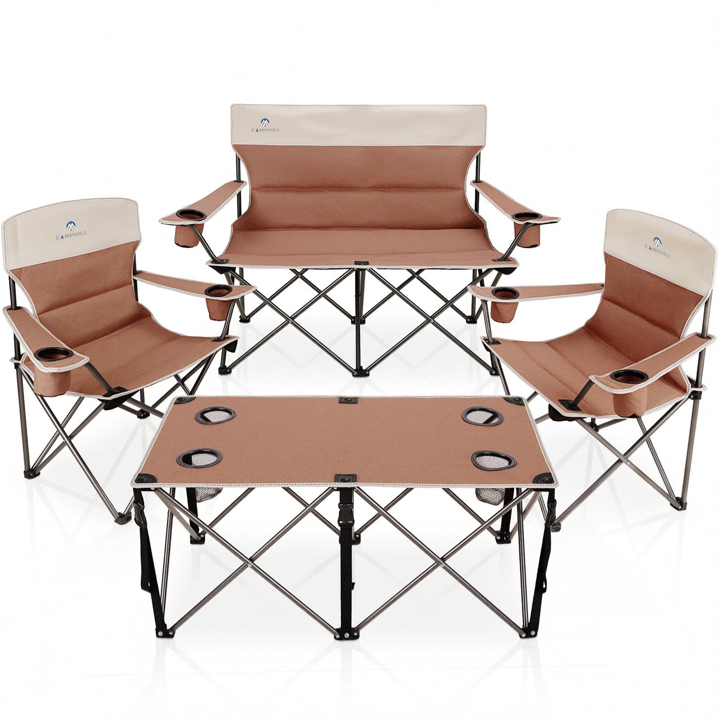 3-Piece Heavy-Duty Folding Camping Chair Set
