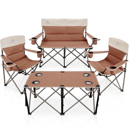 3-Piece Heavy-Duty Folding Camping Chair Set