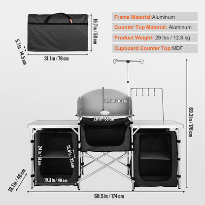 Portable Folding Camping Kitchen Table