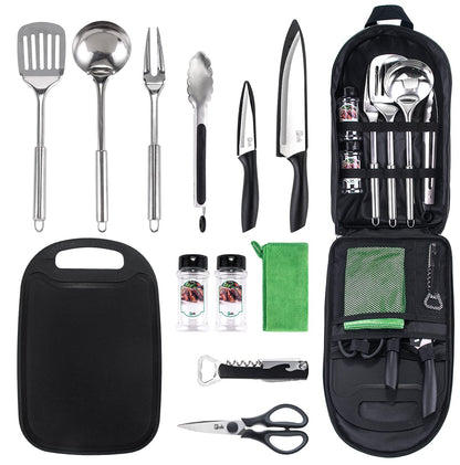 Portable Camping Cookware & Kitchen Utensil Set