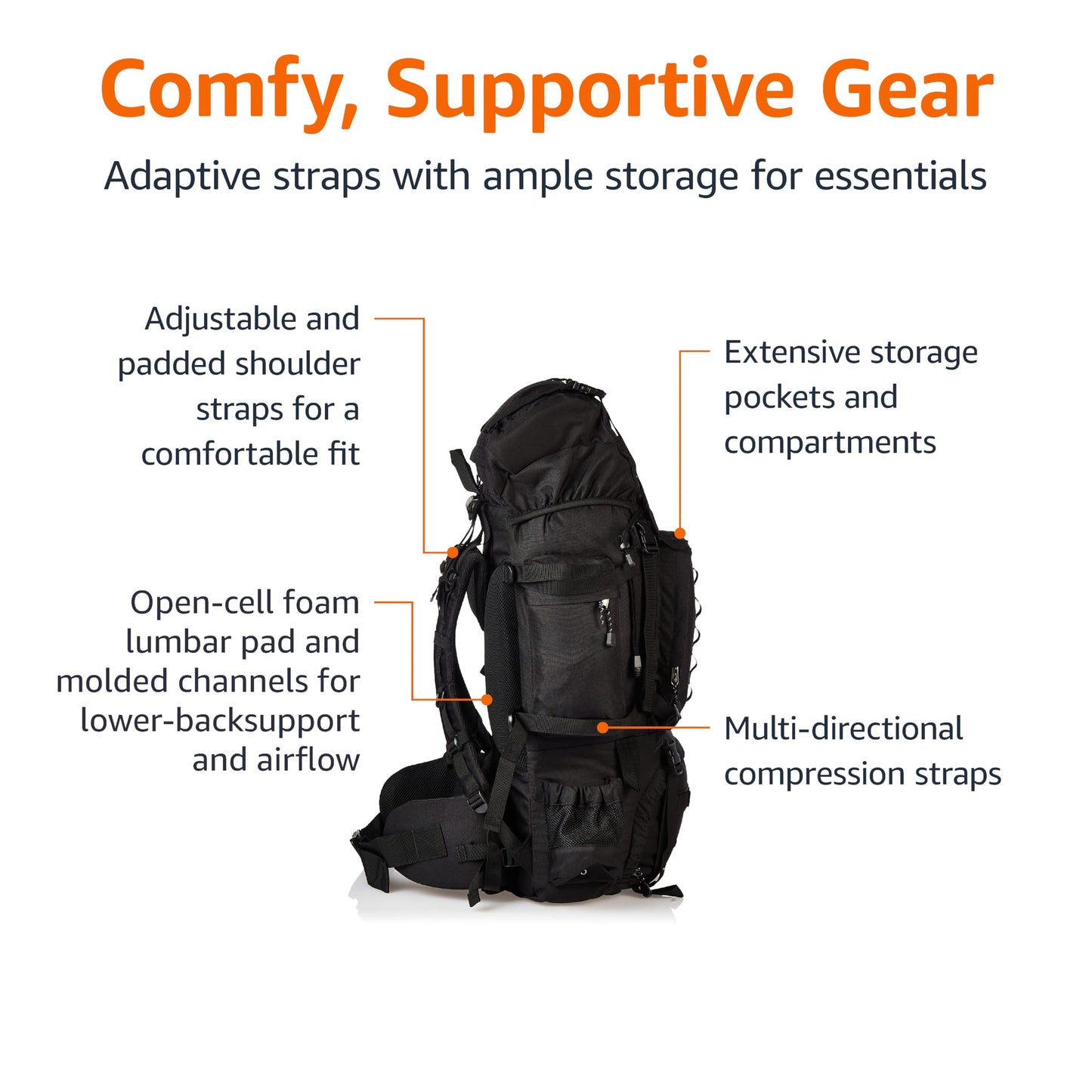 Internal Frame Hiking Backpack with Rain Cover
