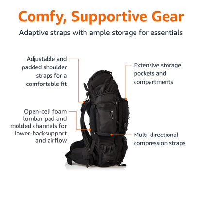 Internal Frame Hiking Backpack with Rain Cover