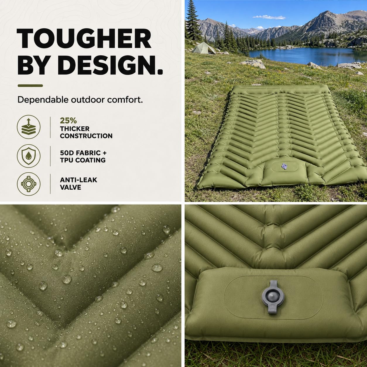 Ultralight Inflatable Sleeping Pad with Built-In Foot Pump