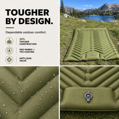 Ultralight Inflatable Sleeping Pad with Built-In Foot Pump