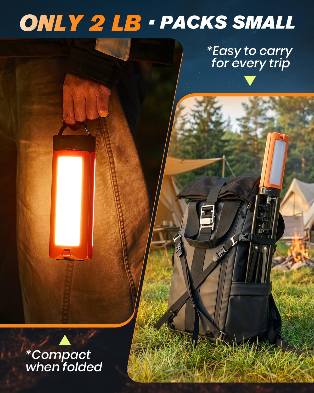 2000 Lumen Rechargeable Camping Lantern with Stand